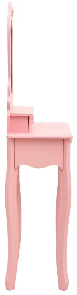 Conj. toucador com banco 50x59x136 cm madeira paulownia rosa