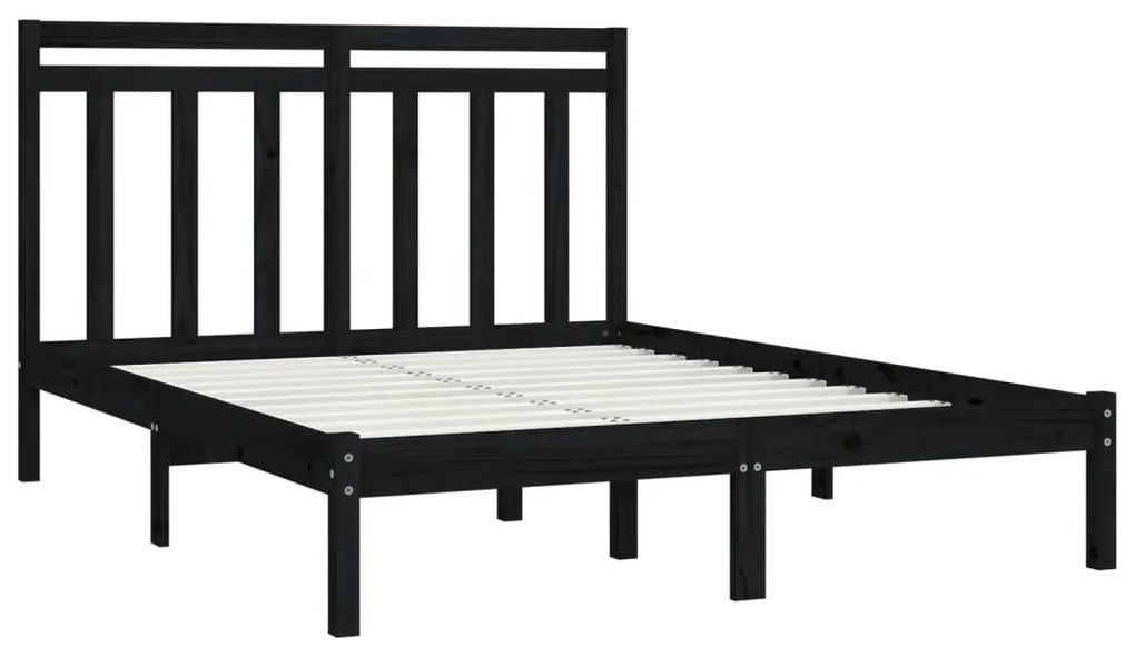 Estrutura de cama 140x190 cm madeira maciça preto