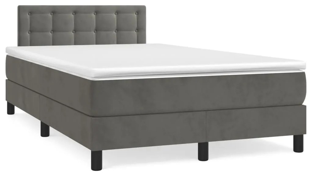 vidaXL Cama box spring colchão LED 120x190cm couro artif. cinza-escuro