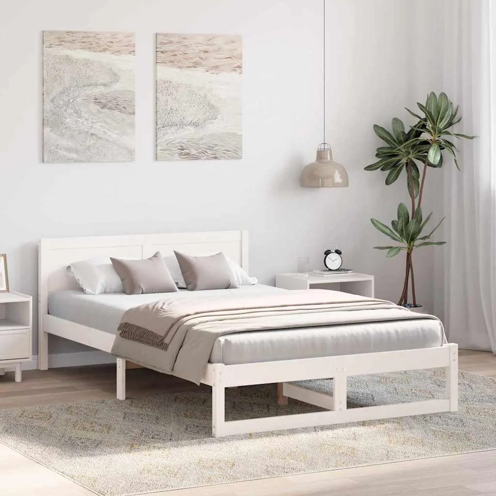 Estrutura de Cama Branca Madeira 120 x 200 cm Durável