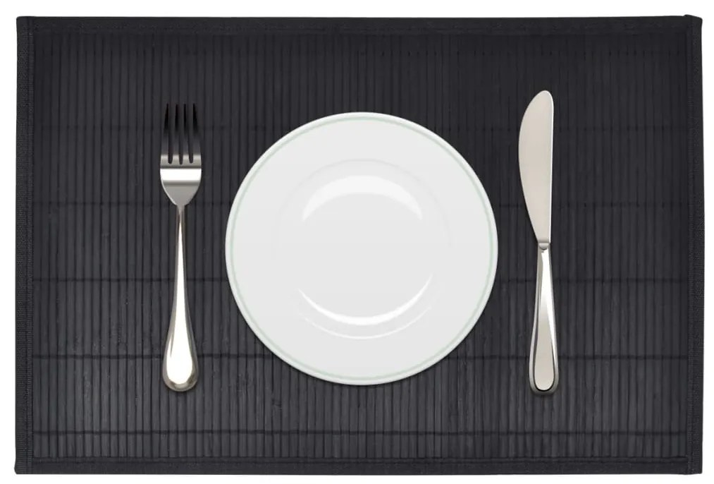 Individuais de mesa em bambu 6 pcs 30 x 45 cm preto