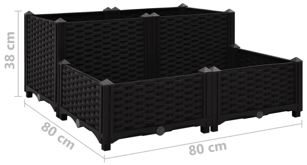Canteiro elevado 80x80x38 cm polipropileno