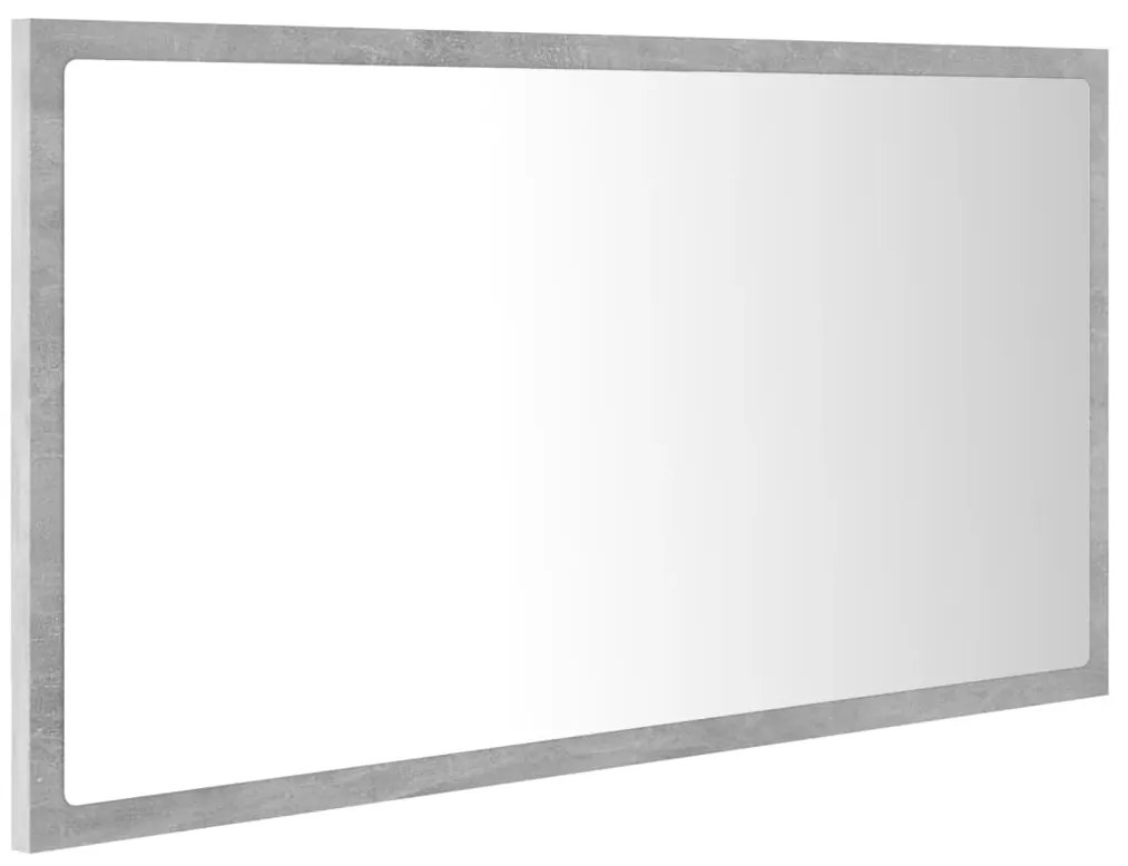 Espelho casa de banho c/ LED 80x8,5x37cm acrílico cinza cimento
