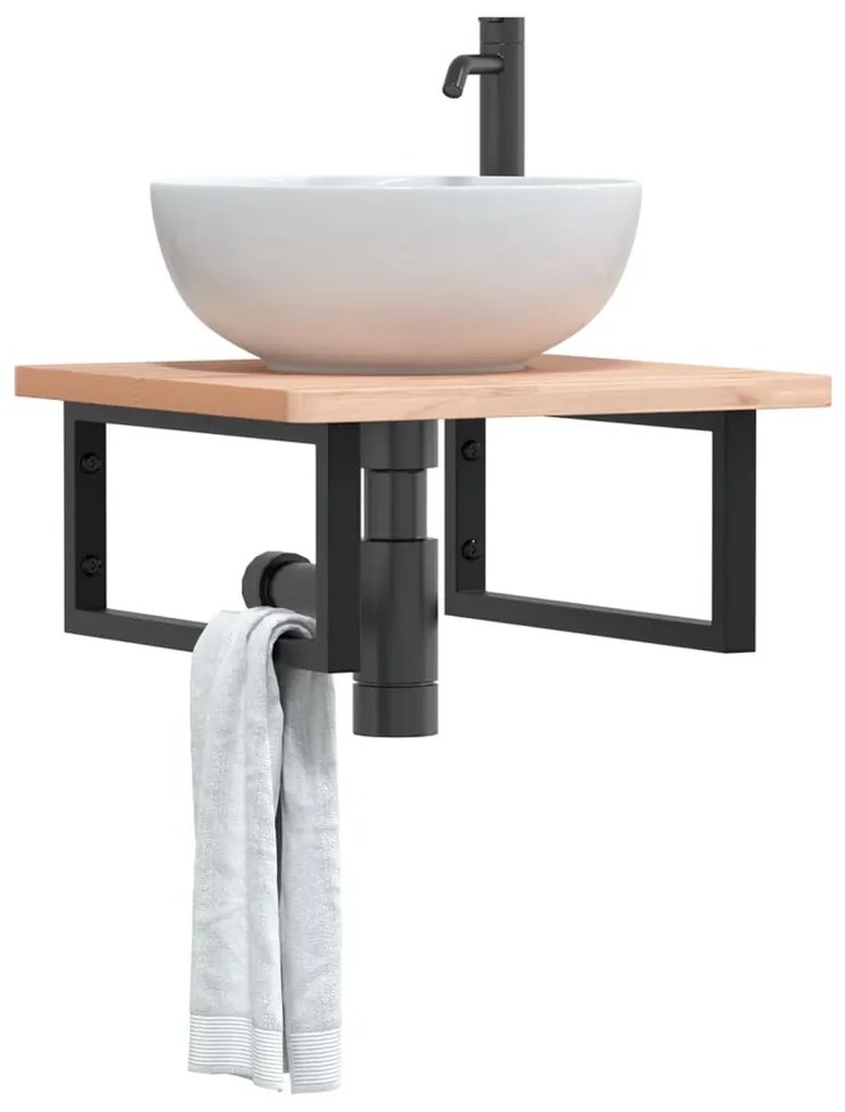 vidaXL Suportes de prateleira p/ lavatório 2 pcs aço retangular preto