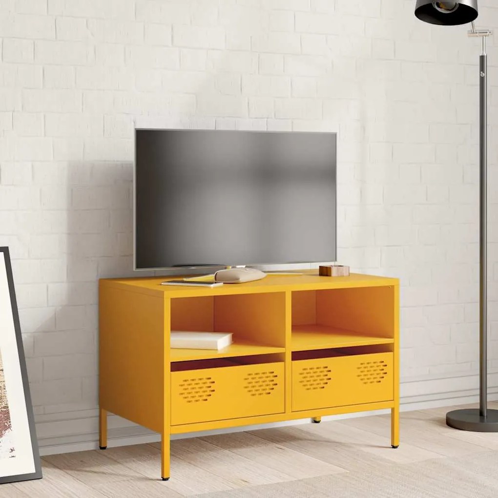 Móvel de TV 68x39x43,5 cm aço laminado a frio amarelo mostarda