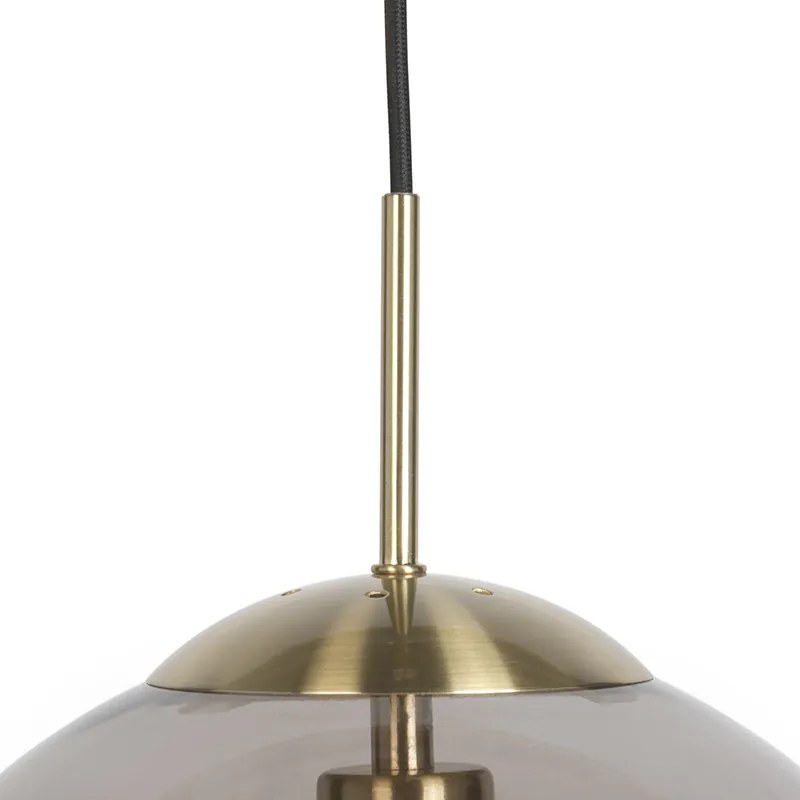 Candeeiro suspenso moderno em latão com vidro fumê 30 cm - Bola Moderno,Retro