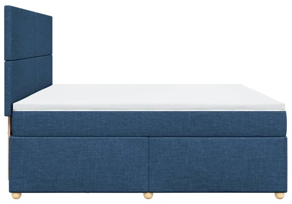Cama com molas/colchão 200x200 cm tecido azul