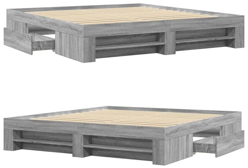 Estrutura de cama sem colchão 180x200 cm sonoma cinzento