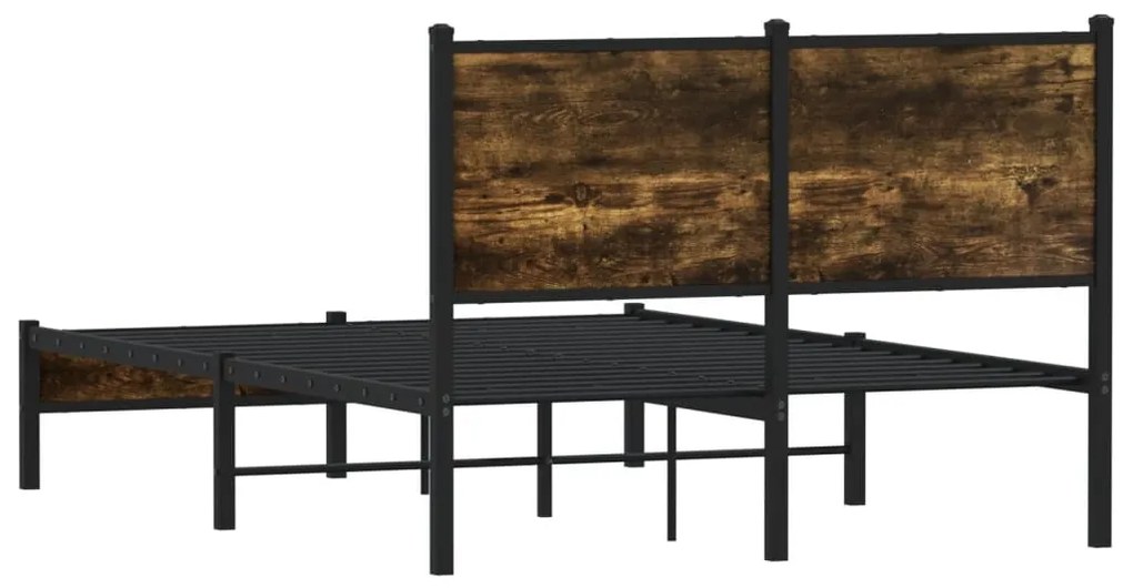 Estrutura de cama sem colchão 120x190 cm metal carvalho fumado