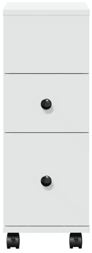 Armário de Casa de Banho estreito com rodas derivados de madeira branc