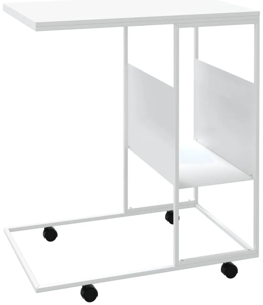 Mesa de apoio c/ rodas 55x36x63,5cm derivados de madeira branco