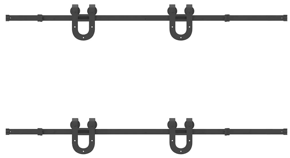 Kit de ferragens para porta deslizante 200 cm aço preto