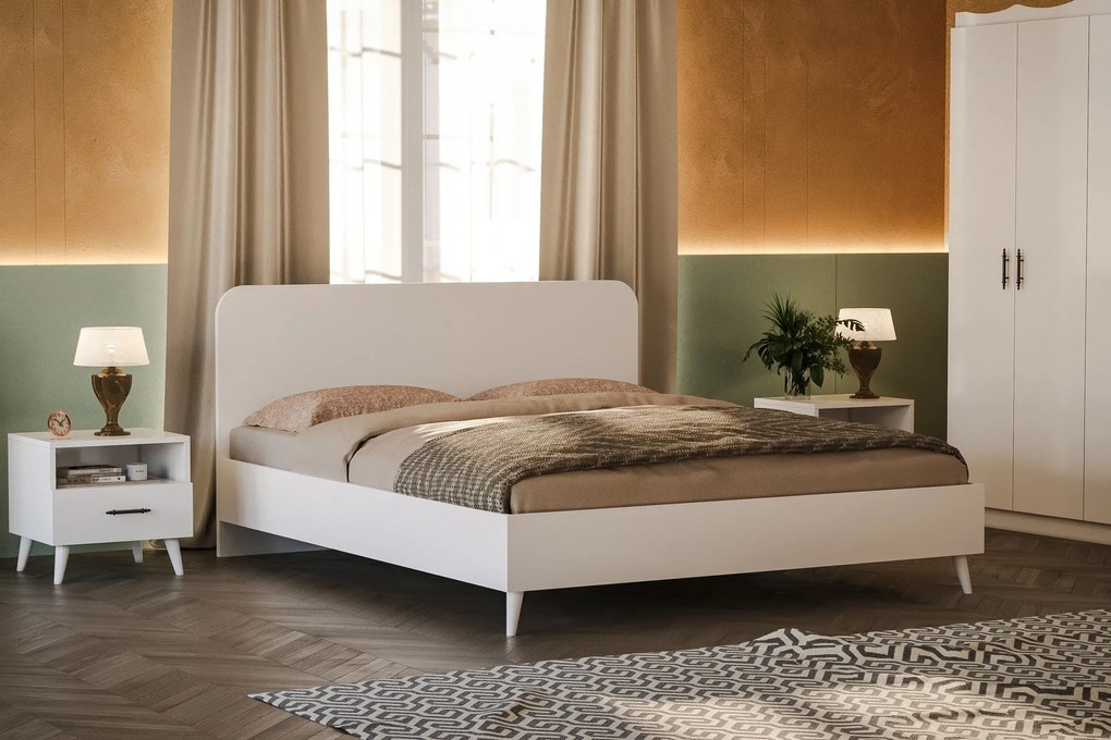 Conjunto de Quarto Royal – Branco – Roupeiro 175x182x50 cm, Estrado 16