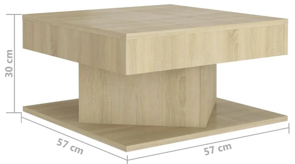 Mesa de centro 57x57x30 cm derivados de madeira carvalho sonoma