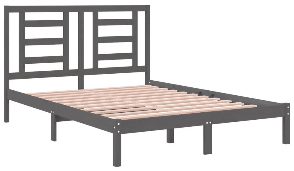 Estrutura de cama king 150x200 cm pinho maciço cinzento