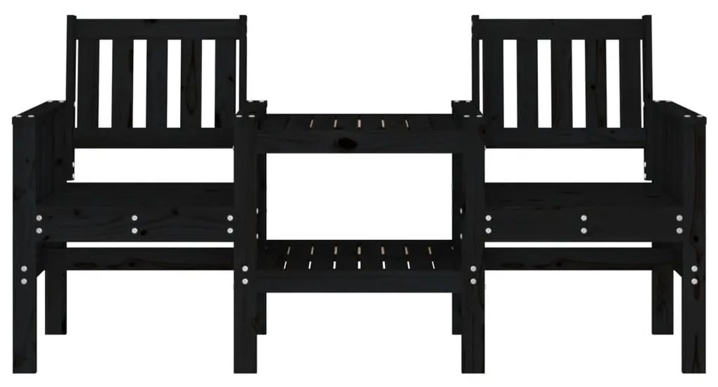 Banco de jardim 2 lugares com mesa pinho maciço preto