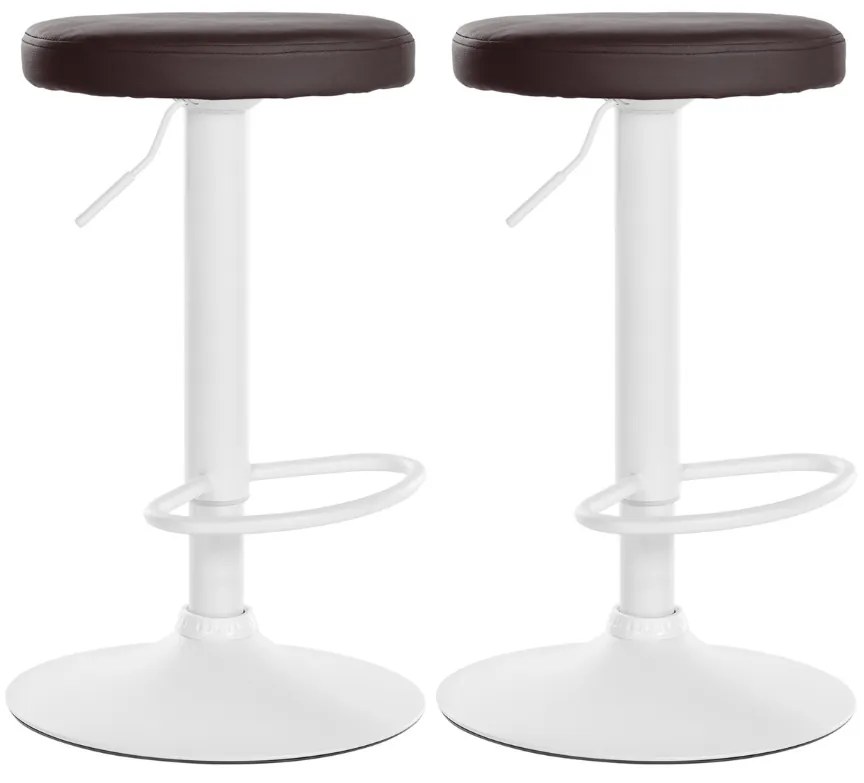 Conjunto de 2 bancos altos em couro sintético de estrutura preta 60-81 x 38,5 cm castanho