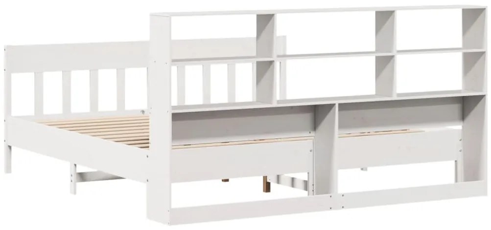 Cama sem colchão 200x200 cm madeira de pinho maciça branco