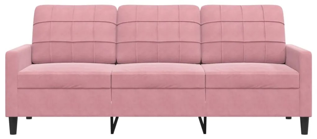 Sofá de 3 lugares 180 cm veludo rosa