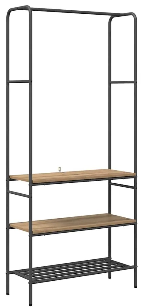 Suporte para Roupas com Prateleiras carvalho artisiano