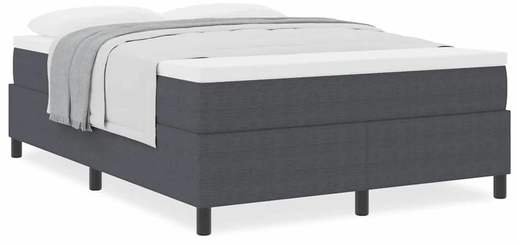 Cama Box Spring com Colchão Cinza Escuro, 140 x 200 cm, tecido de cord
