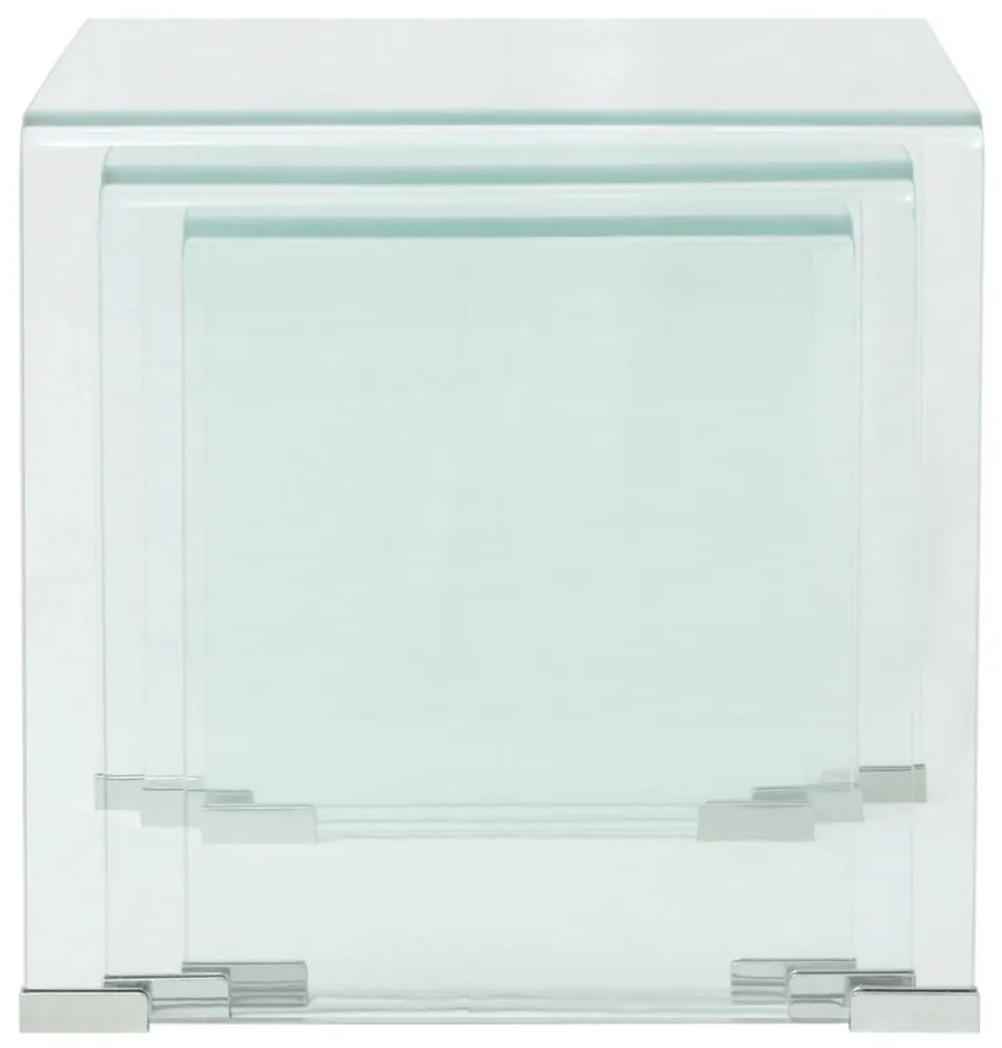 Conjunto mesas de encastrar 3 pcs vidro temperado transparente