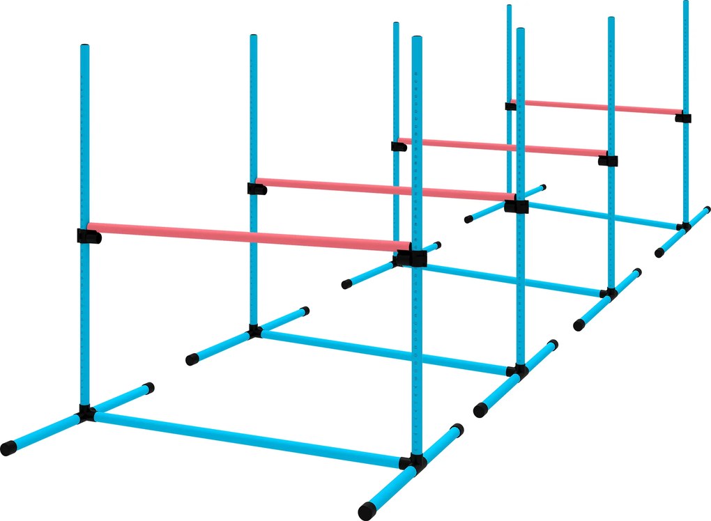 Conjunto de 4 Obstáculos de Agilidade para Cães, 99 x 65 x 94 cm, Altura Regulável, Azul-claro