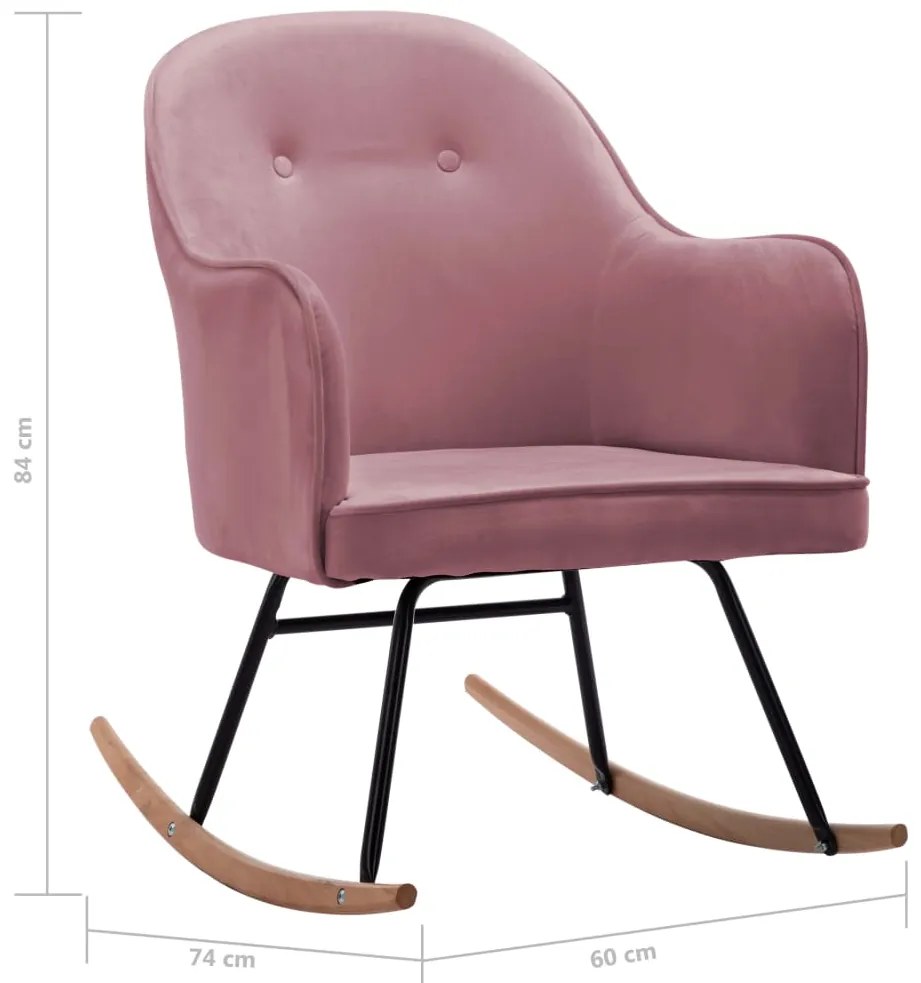 Cadeira de baloiço veludo rosa
