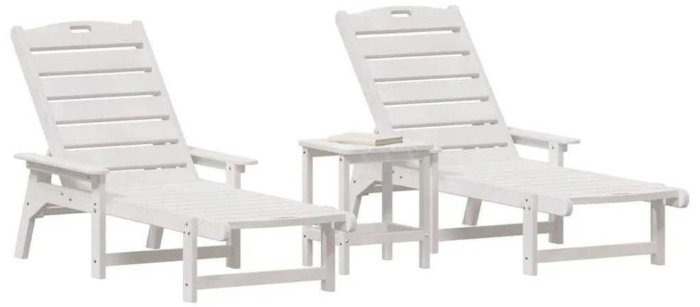 Conjunto de Lounge de Jardim com 3 Peças Branco HDPE