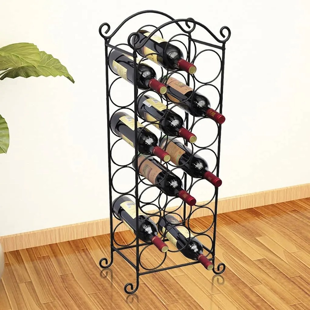 50206 vidaXL Prateleira metálica para 21 garrafas de vinho