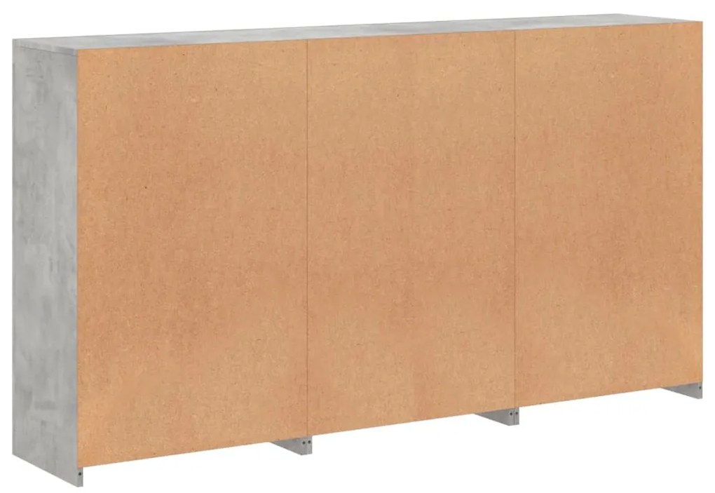 Aparador com luzes LED 181,5x37x100 cm cinzento cimento