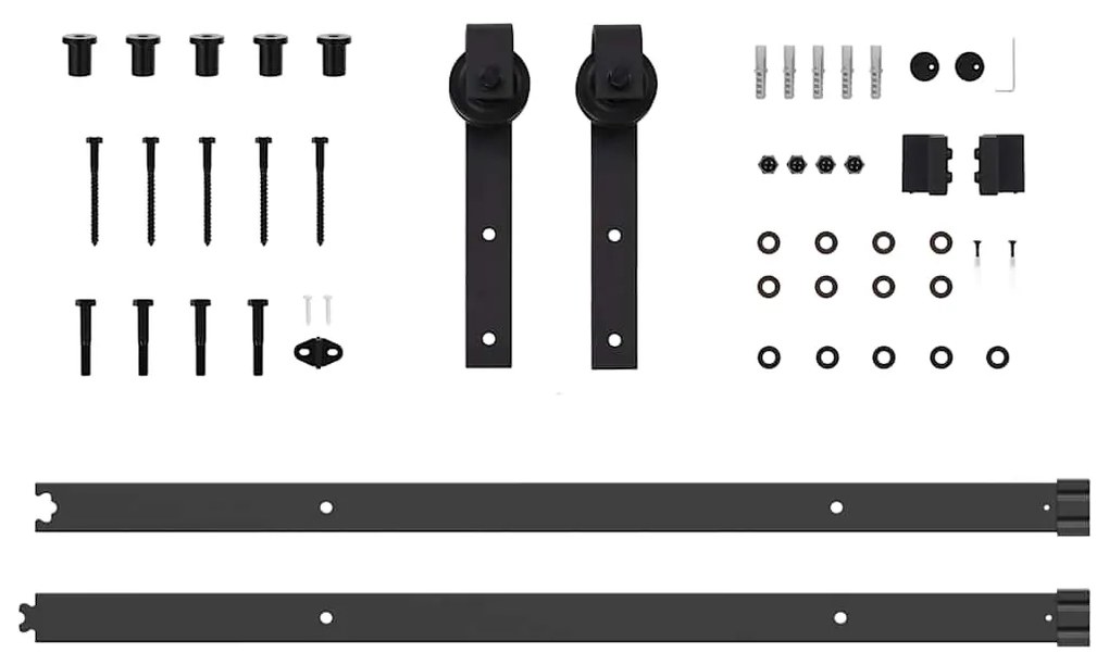 Kit de ferragens para porta deslizante 213,5 cm aço preto