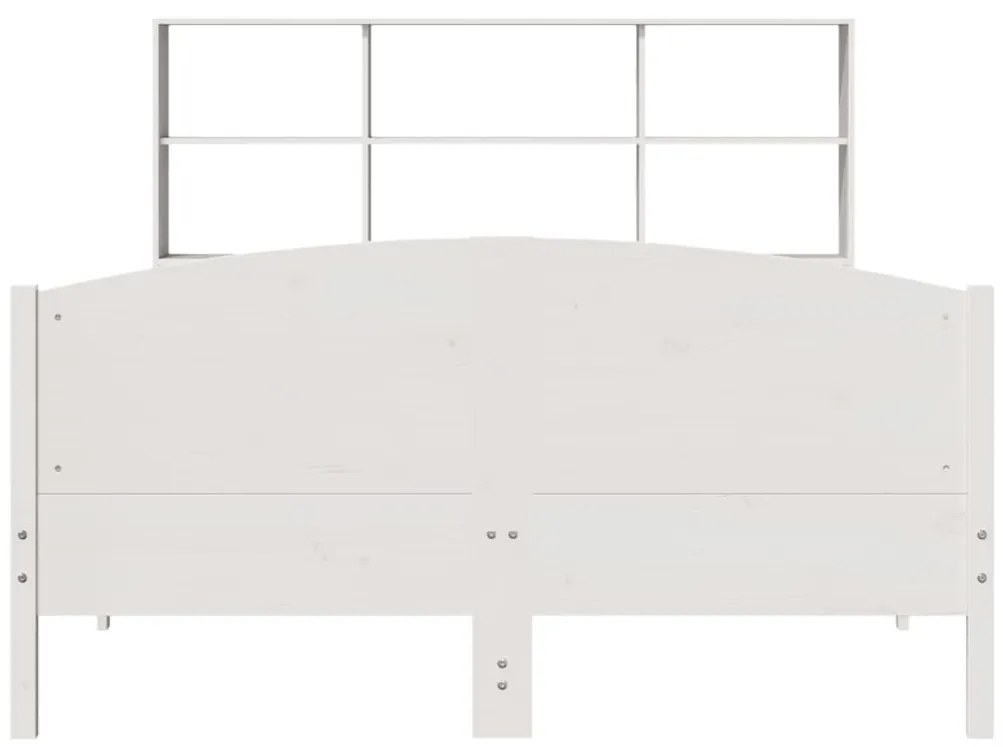Cama com estante sem colchão 160x200 cm pinho maciço branco