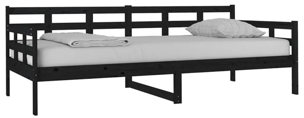 Sofá-cama 90x200 cm madeira de pinho maciça preto