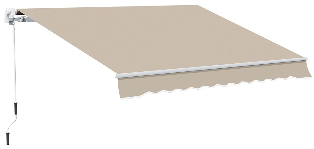Outsunny Toldo Manual 395x245 cm Toldo de Varanda Pátio com Manivela de Alumínio e Tecido de Poliéster 280 g/m² Bege | Aosom Portugal