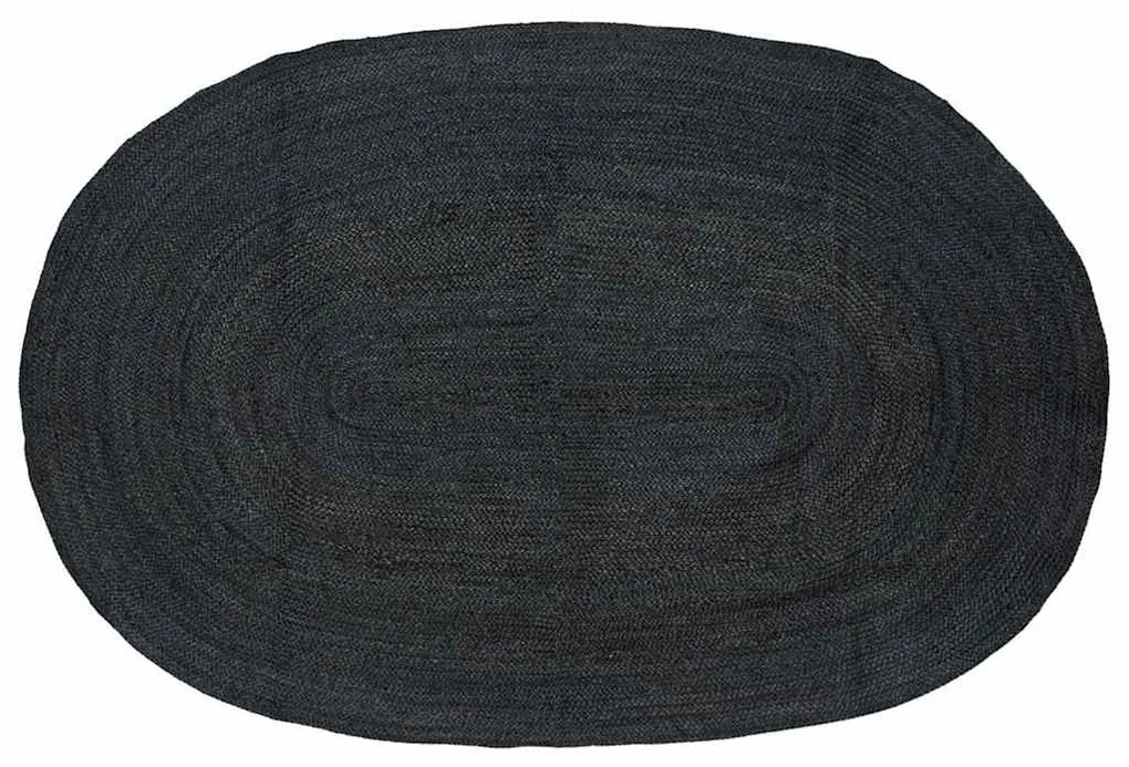 vidaXL Tapetes de área Oval Preto 205 x 305 cm Juta