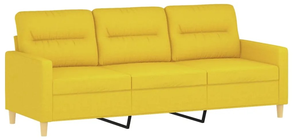 4 pcs conjunto de sofás com almofadas tecido amarelo-claro