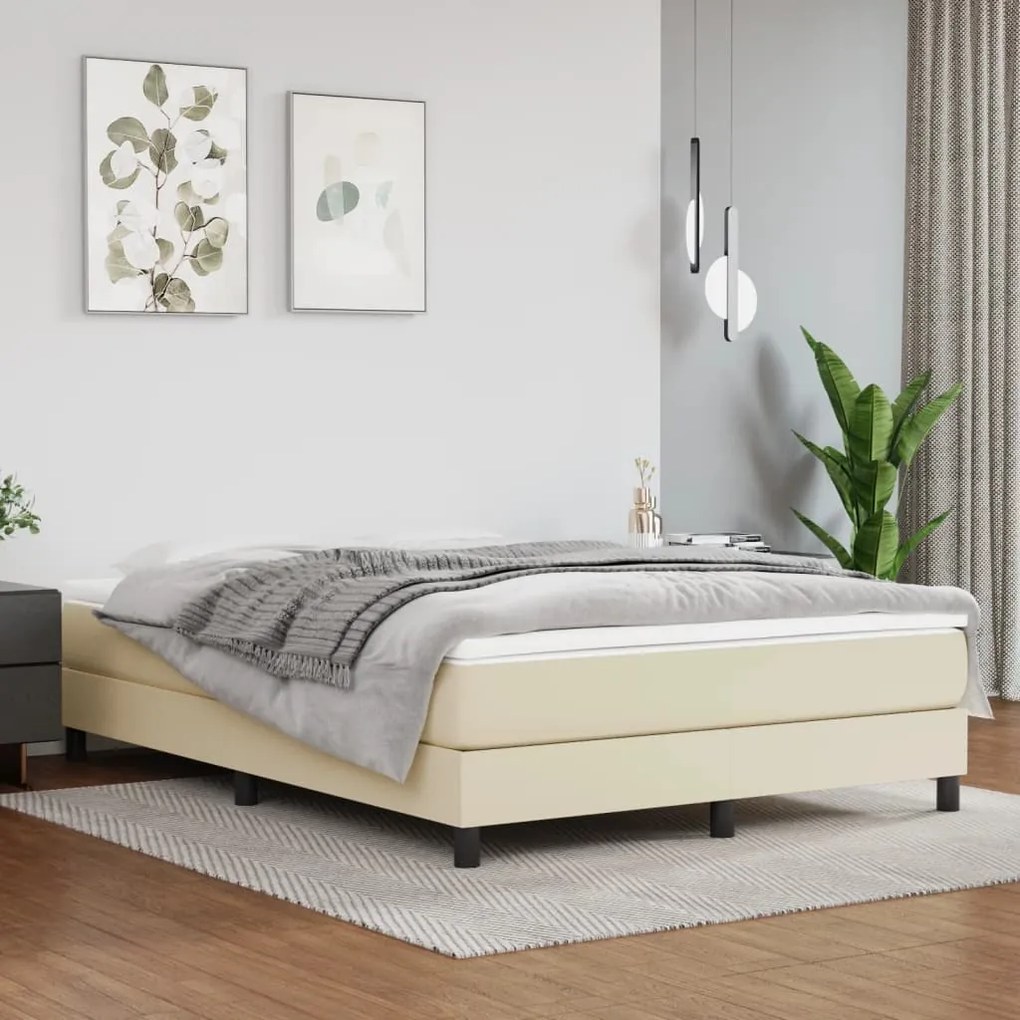 347784 vidaXL Colchão de molas ensacadas 140x190x20 cm couro artificial creme
