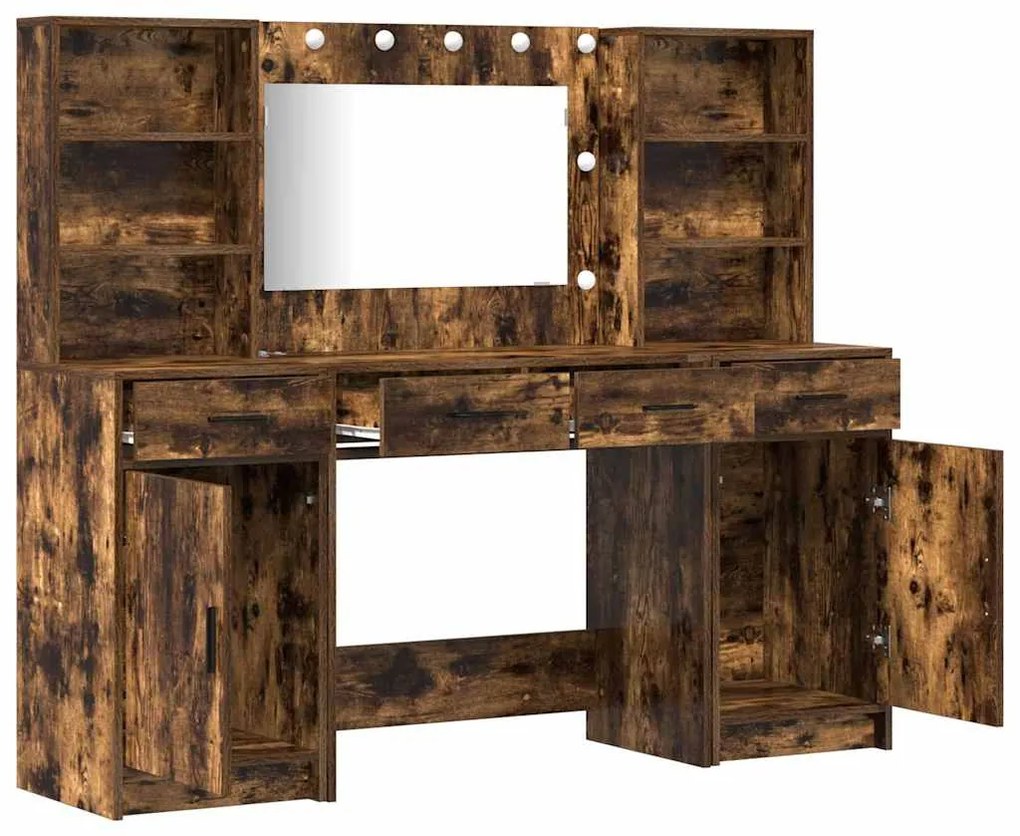 Conjunto de Mesa de Maquiagem de 3 Peças vidaXL em Madeira de Carvalho