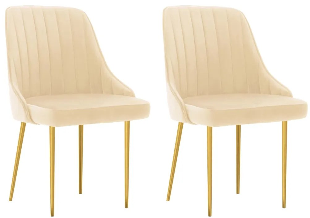 vidaXL Cadeiras de jantar 2 pcs veludo cor creme