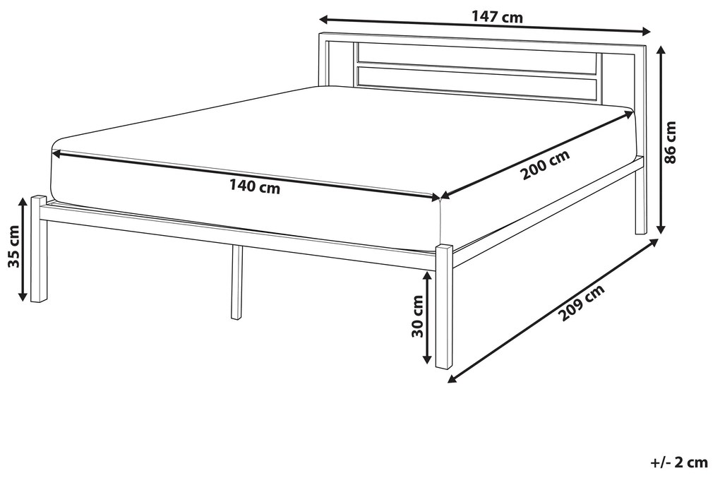 Cama de casal em metal preto 140 x 200 cm CUSSET Beliani