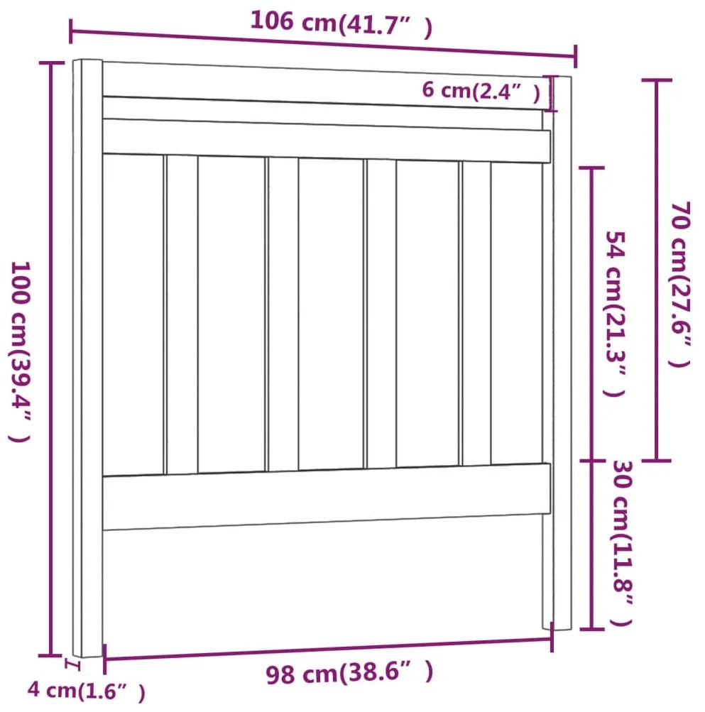 Cabeceira de cama 106x4x100 cm pinho maciço castanho mel