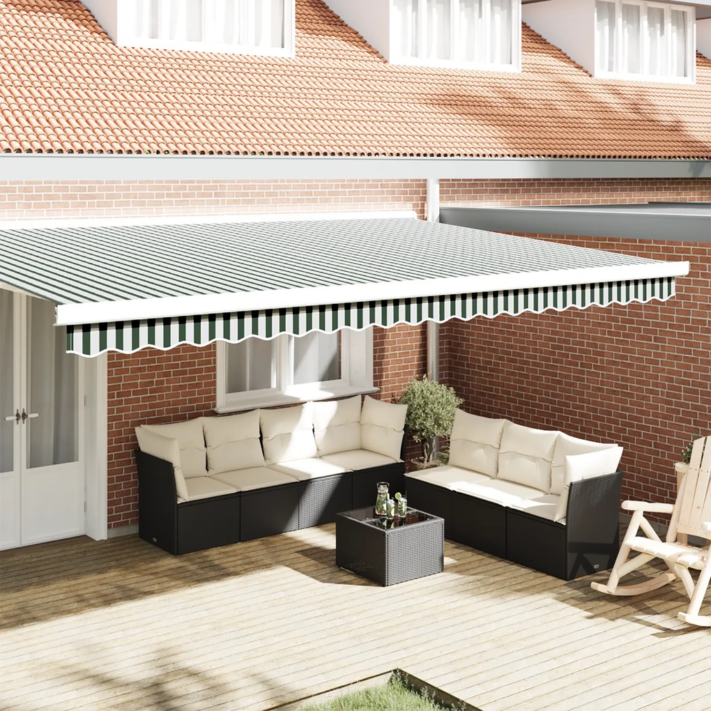 vidaXL Valance de Toldo para Estrutura de 5 m Verde e Branco 4.8x0.2 m