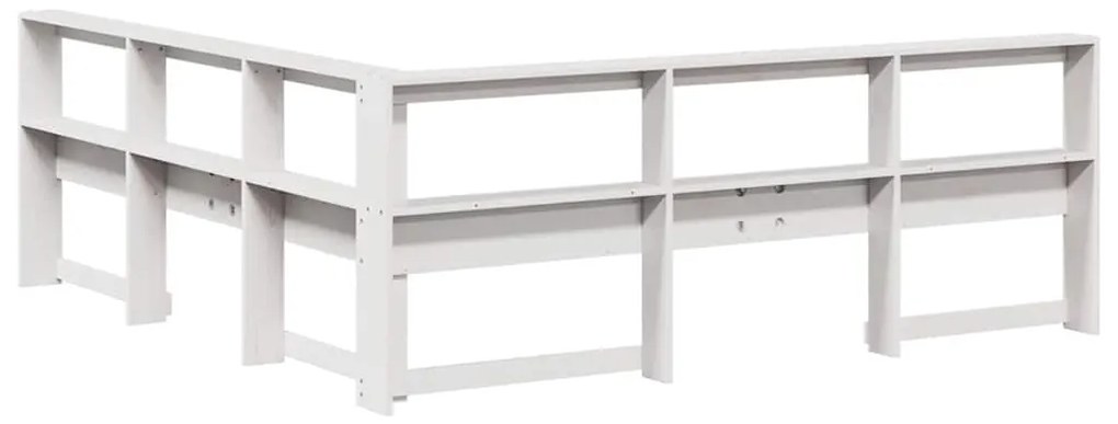 Estante cabeceira forma de L 200 cm madeira pinho maciça branco