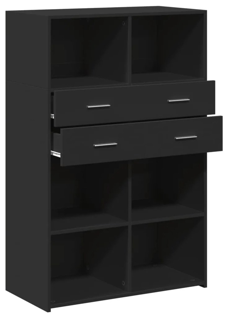 Armário alto 80x42,5x124 cm derivados de madeira preto