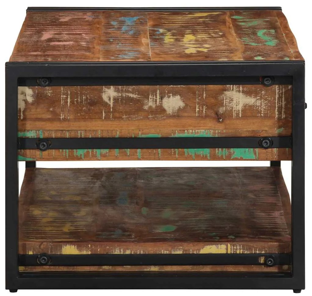 Mesa de centro multicor 90x50x38 cm madeira maciça recuperada