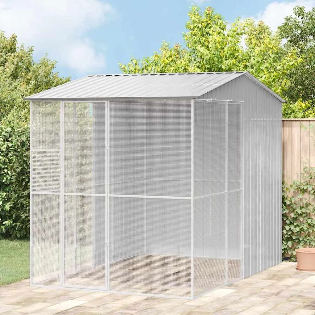 vidaXL Gaiola para Pássaros Cinzeto 215 x 310 x 247 cm Aço Galvanizado