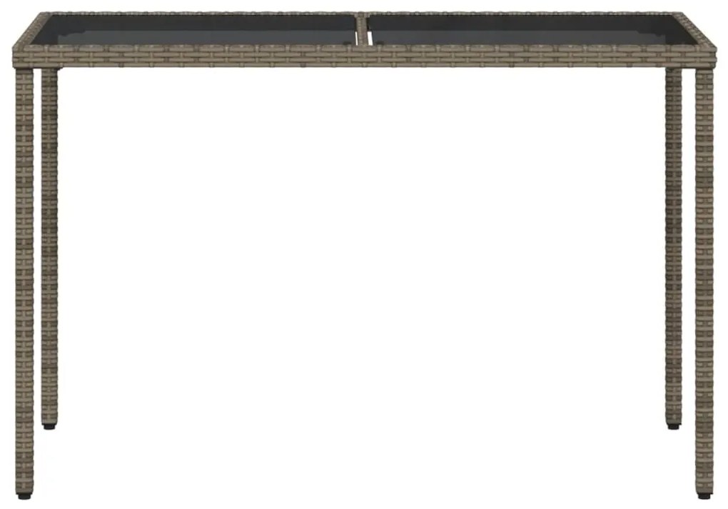 Mesa de jardim com tampo de vidro 115x54x74 cm vime PE cinza