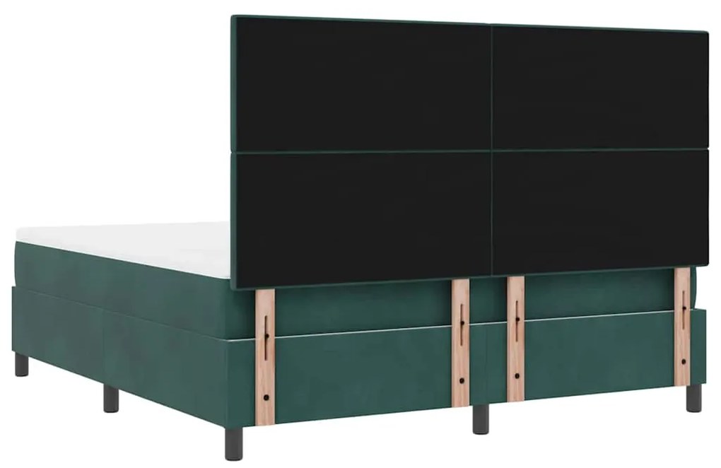 Cama Box com Colchão e LED vidaXL Verde Escuro 180x200 cm Veludo