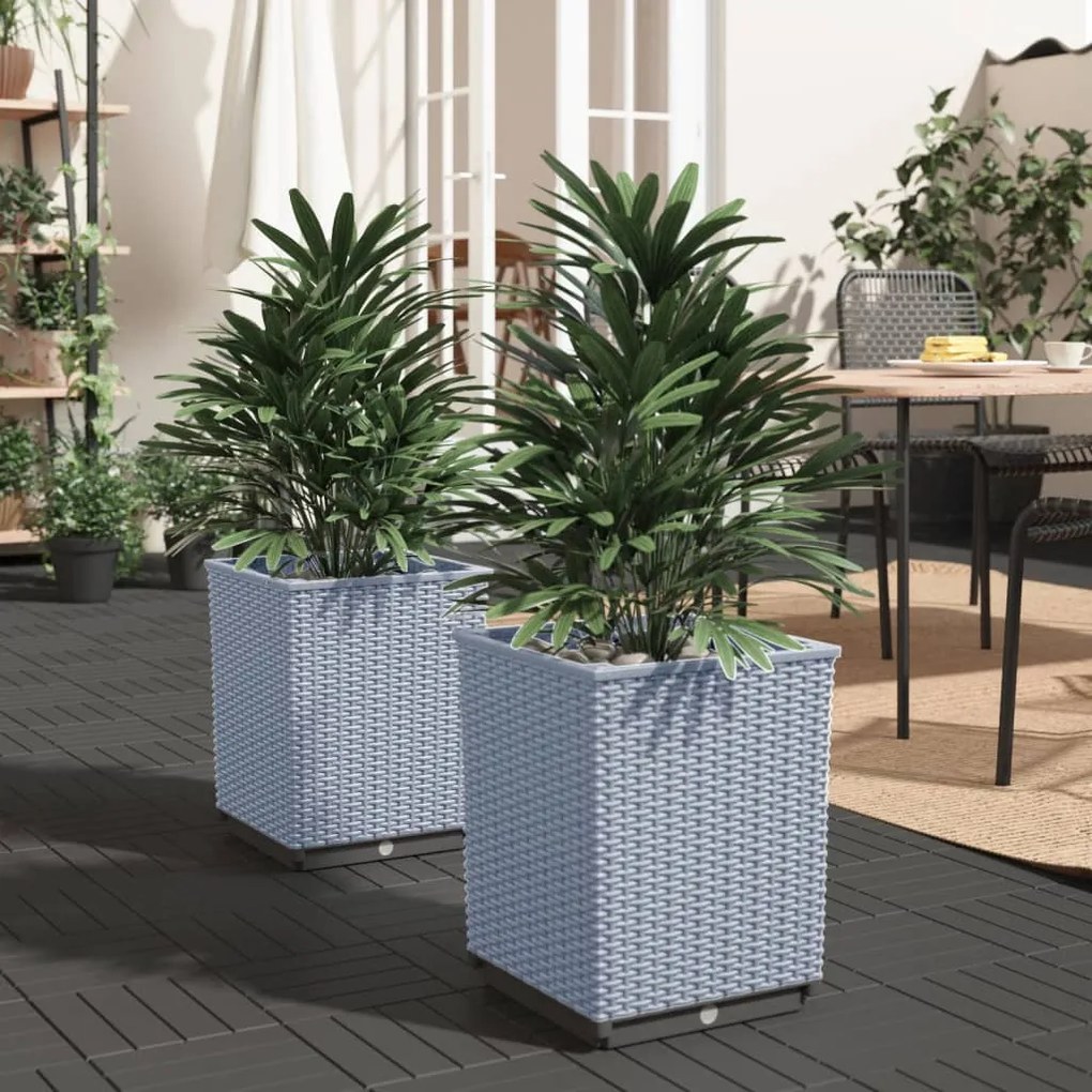 364181 vidaXL Vasos/floreiras 2 pcs 30x30x37 cm polipropileno cinzento-claro